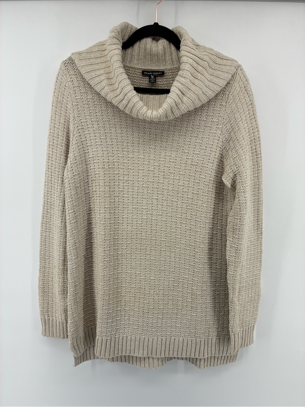 Eileen Fisher Cream Cowl Neck Knit Sweater